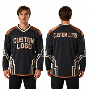Maillot de hockey sur glace durable, personnalisé, vente en gros, pour gardien de but et patineur, avec protections d'épaule et de coude, manchettes, panneaux de col, en tissu cousu sur mesure - Product Image 2