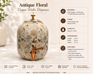 แก้วเซรามิคลายดอกไม้สำหรับเสิร์ฟเครื่องดื่ม จากการส่งออกของอินเดียไปยังต่างประเทศ ทองแดงบริสุทธิ์ที่ได้รับการรับรอง - Product Image 5