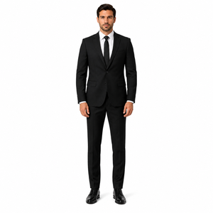 Costume d'affaires noir pour homme, style britannique, revers cranté, simple boutonnage, infroissable, coupe classique, mélange de laine, 3 pièces, pour adultes - Product Image 1