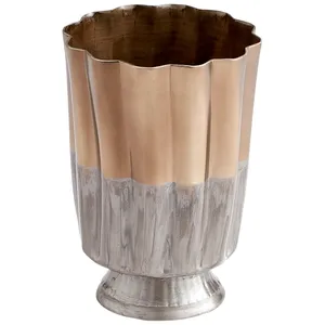 Handmade Iron Coastal Design Fluted Shape Eco-Friendly Tabletop <b>Vase</b> Decorative Metal Planter - Product Image 1