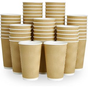 Bicchieri di Carta Isolati a Parete Ondulata da 16 oz, Confezione da 90, per Caffè Caldo e Bevande, Bicchieri di Carta Resistenti - Product Image 1