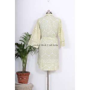 ชุดเดรสผ้าฝ้ายอินเดีย เสื้อเชิ้ตผู้หญิง เสื้อผ้าฝ้ายพิมพ์ลายทำมือ เสื้อเชิ้ตผ้าฝ้ายโบฮีเมียน พิมพ์ลาย  เสื้อผ้าผู้หญิงไซส์ใหญ่ - Product Image 6