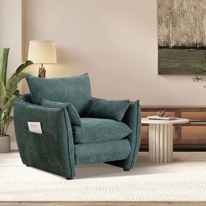 Sedia monoposto moderna verde con Design ad angolo acuto mobili eleganti per soggiorno Versatile per vari spazi - Product Image 1