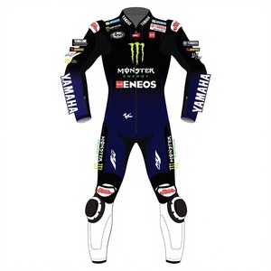 ชุดแข่งรถมอเตอร์ไซค์ Maverick Vinales Ramaha MotoCP หนังวัวและหนังจิงโจ้ 1.3 มม. พร้อมเกราะป้องกัน CE - Product Image 1