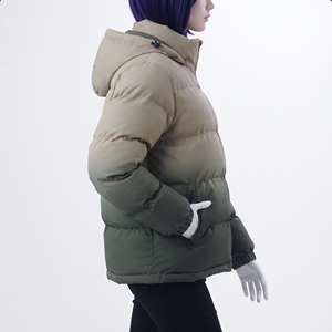 Veste matelassée à capuche pour femme Hawk Eye, manteau d'hiver bicolore, épais et chaud, fermeture éclair sur le devant, couleur unie, vêtement d'extérieur - Product Image 2
