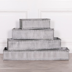 Juego de Macetas Metálicas Acanaladas Blanqueadas a Mano con el Mejor Diseño, Contenedores Decorativos de Estilo Industrial para Uso en Interiores y Exteriores - Product Image 5