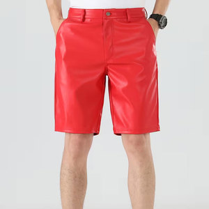 กางเกงขาสั้นหนังแท้ 100% สำหรับผู้ชาย ผลิตตามแบบ OEM ราคาขายส่ง ราคาถูก รับสั่งทำ กางเกงขาสั้นหนังย้อมสีพื้นสำหรับขาย - Product Image 1