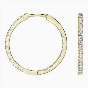 Pendientes de aro de eternidad completa con diamantes de talla redonda y engaste compartido - Product Image 1