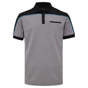 Chemise à manches courtes pour homme, gris et noir, color-block, tricotée, 100 % coton, infroissable, imprimée numériquement, séchage rapide, design décontracté - Product Image 6