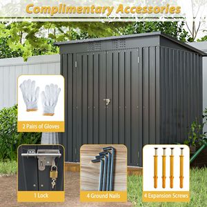 Caseta de Almacenamiento para Exteriores Resistente a la Intemperie de 6 x 4 pies, Color Negro, para Jardín, Patio Trasero o Césped - Product Image 6