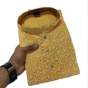 RN Embroidery Work Lakhnavi <b>Silk</b> Quick Dry Regular Fit Formal <b>Kurta</b> for Men's Wedding and Party Season From Gujarat - Product Image 1