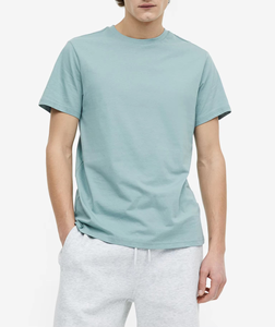 T-shirt pour homme de qualité supérieure, couleur vert sauge clair, coton doux, t-shirt basique, coupe ajustée, couleur unie, décontracté, été, confortable, à porter tous les jours - Product Image 6