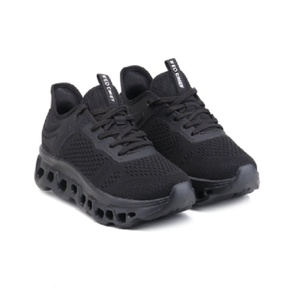 Zapatos deportivos negros de corte bajo para hombre, transpirables, con cordones, zapatillas para caminar, calzado ligero y acolchado. - Product Image 1