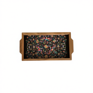 Plateau de service en bois imprimé fait main pour le thé, le café, les collations, le petit-déjeuner - Plateau décoratif pour la cuisine - Product Image 2