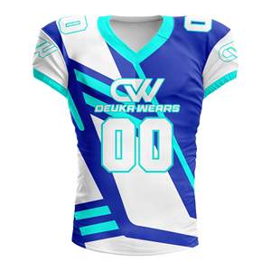 Jersey de Fútbol Americano Personalizado con Sublimación, 100% Poliéster, Manga Corta, Cuello en V, Nombre y Número del Equipo Personalizados, MOQ Bajo - Product Image 1