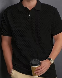 เสื้อเชิ้ตแขนสั้นคอปกถักเนื้อผ้าเรียบสไตล์ลำลองทันสมัยสำหรับผู้ชาย ระบายอากาศได้ดี น้ำหนักเบา เหมาะสำหรับฤดูร้อน แฟชั่นขายส่ง - Product Image 2