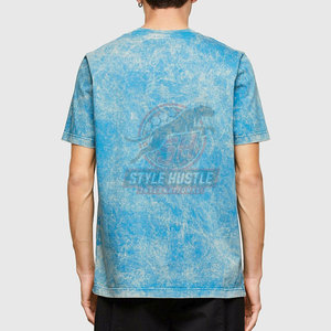 Camiseta al por mayor con logo personalizado impreso, lavada al ácido, para hombre, manga corta, uso casual, 100% algodón, corte holgado, camiseta lavada al ácido. - Product Image 2