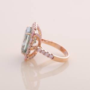 Anillo de Diamante Verde Radiante Cultivado en Laboratorio, Oro Rosa/Amarillo/Blanco de 9KT para Mujer, Incrustación de Garras, Halo Rosa, Certificado IGI, Chapado en Rodio, Lujoso - Product Image 2