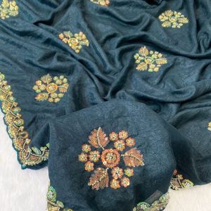 Saree Luxuoso Feito à Mão para Mulheres |   Coleção de Moda para Festas e Casamentos de Designers em Alta - Product Image 6