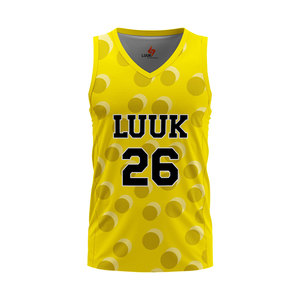 Customized Printed Men's Sleeveless V Neck Pullover Pro <b>Level</b> Basketball Jersey Breathable Moisture Wicking Quick Dry Mesh - Product Image 5
