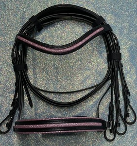HM GLOBAL Brida Premium para Exhibición Ecuestre Full Cob DD de Cuero Genuino con Herrajes de Acero Inoxidable y Diadema de Tela Brillante - Product Image 4