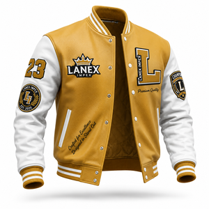 Custom Chenille Patches Winter Varsity <b>Jacket</b> <b>Men</b> Women PU Leather Sleeves Rib Knit Trim Zipper Closure Private Label Service - Product Image 2
