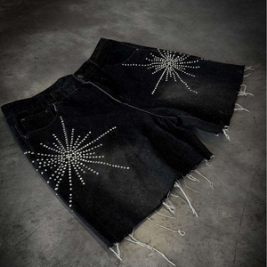 กางเกงขาสั้นวินเทจสำหรับผู้ชายกางเกงขาสั้นทำงานทรงหลวมกางเกงขาสั้นแฟชั่นสตรีทแวร์กางเกงยีนส์ทรงหลวมสำหรับผู้ชาย - Product Image 4