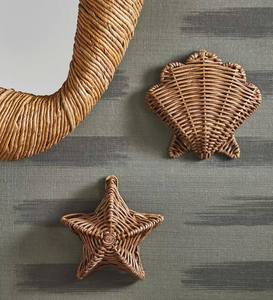 Arte náutico artesanal con conchas marinas, decoración de ratán, fibra vegetal natural para habitación infantil, diseño estético. - Product Image 4