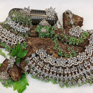 Vibrant Afghan Multi Color Stone Floral Vine <b>Necklace</b> Set With Emerald <b>Ruby</b> And Amethyst Crystals On Antique Gold - Product Image 1