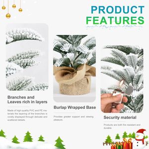 Mini sapin de Noël artificiel floqué de 60 cm avec 85 branches en PE, arbre de Noël de table pour la maison et le bureau, base en toile de jute - Product Image 3