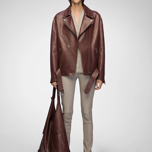 Street Wear Long Sleeve <b>Women</b> Solid Color Leather <b>Jacket</b> Comfortable Fit New Style <b>Lightweight</b> <b>Women</b> Fashion Leather <b>Jackets</b> - Product Image 3