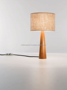 carved wooden table <b>lamps</b> featuring hand-finished textures and luxurious lampshades, ideal for warm and refined living spaces. - Product Image 3