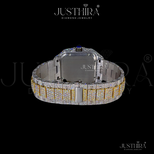 Reloj de Pulsera de Lujo para Hombre, Cuadrado, Clásico, de Acero Inoxidable, con Diamantes, Esfera con Números Romanos, Movimiento ETA, Detalles en Oro - Product Image 5