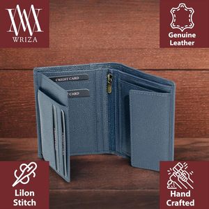 WRIZA Mens Genuine Leather Eco-Friendly Fashion RFID Blocking <b>Wallet</b> | Navy Blue Bifold Coin Pocket Slim Credit Card <b>Holder</b> - Product Image 3