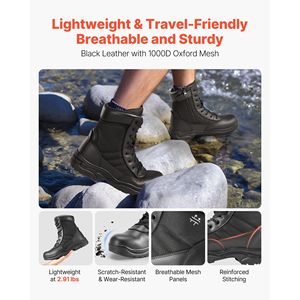 Stivali Tattici da Combattimento da Uomo 8 Pollici, Leggeri e Traspiranti, con Cerniera Laterale, per Moto e Sicurezza - Product Image 2