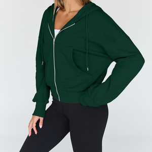 Wholesale Women Cropped Hoodie Custom Fleece Pullover Long Sleeve Casual Gym Streetwear Sweatshirt Private Label OEM Clothing - Product Image 5
