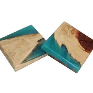 Sous-verre décoratif en résine époxy et en bois prix d'usine sous-verre tasse à thé vaisselle abordable décoration de table sous-verres tapis - Product Image 4