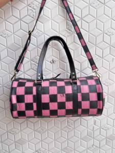 Unique Arrival Hand <b>Tooled</b> Leather Luggage Bags Checkers Pattern Handmade Bag Unisex Travel Bag Multi Uses <b>Small</b> Size Duffel Bag - Product Image 5