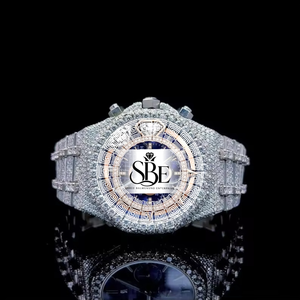 Reloj de Lujo para Hombre, Diseño Moderno, Fabricado con Acero Inoxidable, Moissanita y Diamantes VVS, Completamente Adornado - Product Image 1