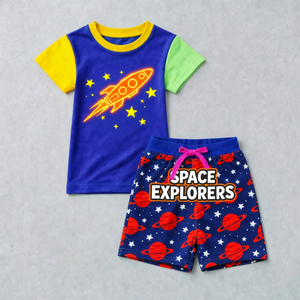 Conjunto de Ropa para Niños, Camiseta y Pantalones Cortos de Algodón, Ajuste Cómodo, Ligero, Ropa de Verano, Talla Personalizada - Product Image 5