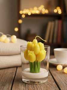 Bouquet de tulipes en verre, bougie de soja personnalisée, décoration d'intérieur pour la Saint-Valentin, Pâques, baptême, cadeaux - Aromathérapie artisanale parfumée - Product Image 2