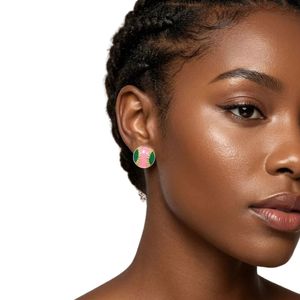 Pendientes de Botón de Béisbol en Oro Rosa de 14K con Detalles en Verde, Joyería de Moda para Mujer, Pendientes Elegantes Inspirados en el Deporte, Accesorio de Regalo para Fiestas - Product Image 6