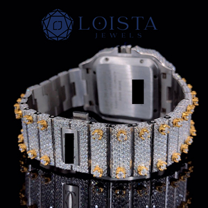 Reloj Personalizado con Logotipo, Diseño de Cielo Estrellado, Dorado, Estilo Hip Hop, con Cristales, Acero Inoxidable, para Hombre, Cuadrado, con Moissanita Árabe, Cuarzo - Product Image 4