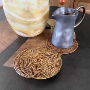Set of 4 Rattan Coasters Perfect for Kitchen Countertop Daily Dining Drink <b>Protection</b> and Home <b>Table</b> Decor Wholesale From India - Product Image 5