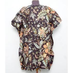 Caftán corto coreano hecho a mano, 100% algodón, vestido playero con estampado floral y decoración con cordón, caftán de moda. - Product Image 6