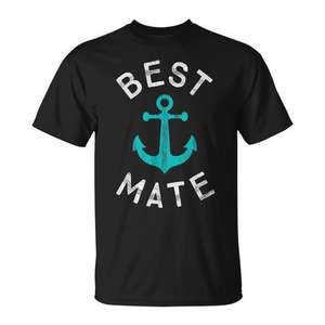Camiseta Best Mate con diseño de ancla náutica, unisex, cuello redondo, manga corta, regalo de boda - Product Image 1