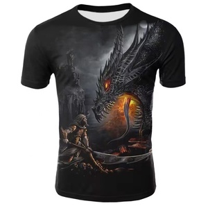 T-shirt personnalisé en polyester 100% avec impression par sublimation, motif dragon, streetwear décontracté pour hommes, impression intégrale, t-shirt imprimé en 3D - Product Image 1