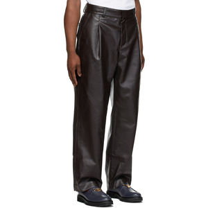 Pantalon en cuir pour homme, pantalon décontracté ajusté pour l'extérieur, taille personnalisée pour l'hiver, pantalon en cuir brillant pour homme, cuir OEM - Product Image 3