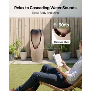 Fuente de Agua en Cascada de Estilo Jarra Esmaltada para Exteriores, de 30.71 Pulgadas de Altura, de 1 Nivel, con Luz LED - Product Image 4