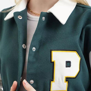 Veste universitaire bicolore personnalisée pour femmes, vestes universitaires surdimensionnées pour femmes OEM, meilleures ventes - Product Image 6